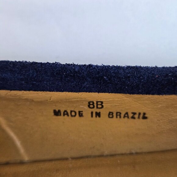 Talbots Size 8M Slate Blue Marcia2 Leather Flats Tassel Front Almond Toe - Picture 14 of 16